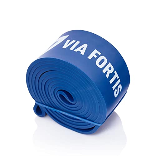 VIA FORTIS Banda Elástica de Resistencia Cuerda de Fuerza para Fitness, Crossfit, Pilates, Estiramientos| Incluye Bolsa de Transporte | 5 Niveles de Resistencia Diferentes (5 - Extra Strong (Azúl))