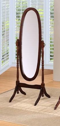Round Style Wood Cheval Floor Mirror, Espresso
