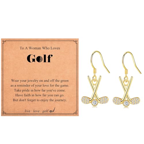 GULICX Golf Dangle Earrings - 14K Gold Plated Jewelry for
