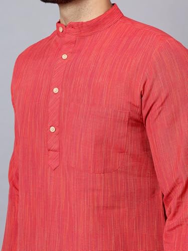 Image of LATEST CHIKAN Men's Cotton Long Kurta Full Sleeves - Casual Ethnic Wear
