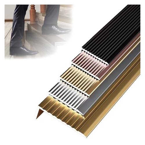 Protector de borde de escalera negro de aluminio de 90 cm con perfil angular angular 3