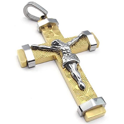 Collier crucifix Jésus homme en acier or pour le quotidien