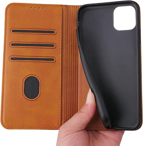 Étui portefeuille iPhone 13 en cuir orange avec porte-cartes - 2