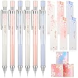 15 Pcs Cherry Mechanical Pencil Set Include 6 Pcs Japanese Kawaii Automatic Drafting Pencil with 6 Tubes Pencil Refill and 3 Pcs Cute Cherry Erasers for Sketching Architecture Drawing (0.5 mm)