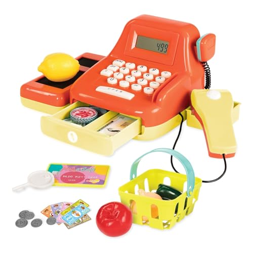 Preescolar, Toy Caja Registradora para Niños - Caja Registradora de Juguete,Caja Registradora para Niños con Carrito de Comestibles,Supermercado,Cajero,Juguete,Regalo...