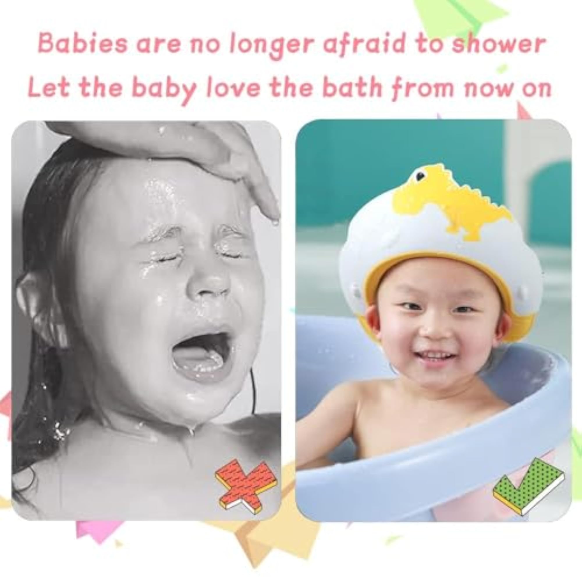 Baby Shower Cap Shield for Kids, Cute Dinosaur Design
