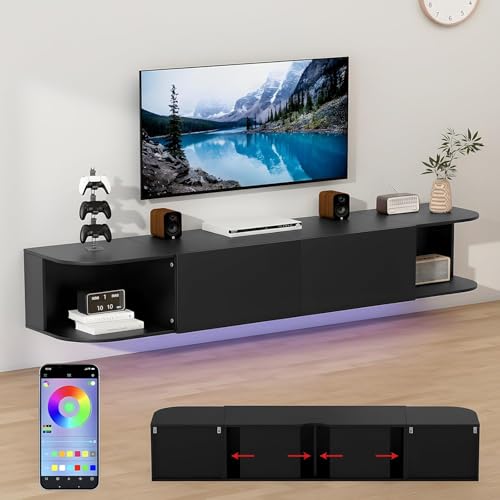 Wandmontierte TV-Schrank mit LED Beleuchtung, Wand-TV-Schrank, Hängendes...