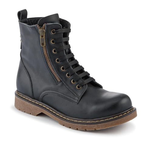 Image of Pavers Womens Wide-Fit Leather Zip-Up Boots Black Size 7