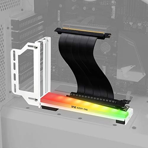 EZDIY-FAB Vertical Graphics Card Holder Bracket with ARGB 5V 3Pin LED,GPU Mount,Video Card VGA Support Kit with PCIE3.0 Riser Cable- White