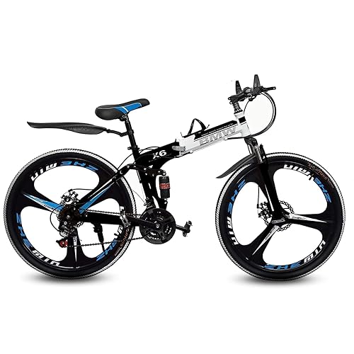 Image of BMV X6 Foldable Cruiser Bicycle | 26-Inch Bike with 21-Speed Gears, Dual Disc Brakes, Hydraulic Suspension & Carbon Steel Frame | Perfect for City & Off-Road Adventures (Black 3 s)