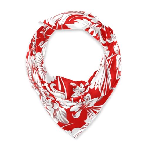Red and White Floral silk scarf scarves elegant for women for christmas scarf bufandas para mujer para frio2