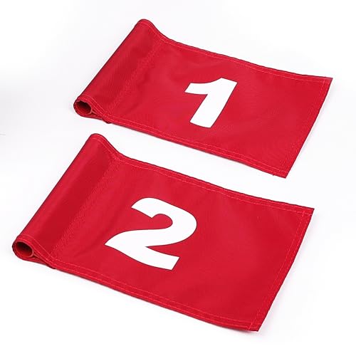 BIRDIEBLAST 2 or 4 Pcs 8x6 Inch Numbered Golf Flag for Mini Practice Putting Green Flags for Yard, Portable Golf Green Practice (2)