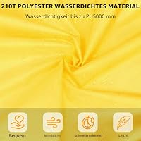 NEWIROVE Regencape Kinder, Unisex Regen Poncho Wasserdicht Regenponcho Regenkleidung Kinder Mit Reflektierender Poncho Regen Leichter Regenjacke 140-160cm,Gelb – Ansicht 2