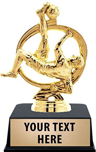 Crown Awards Soccer Trophies with Custom Engraving, 6" Personalized Gold Soccer Player Male Trophy On Black Base