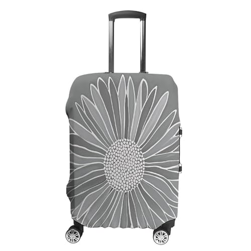 Grey And White Fashion Daisies Luggage Cover Suitcase Covers for Luggages Tsa Approved Travel Luggage Sleeve Protector Elastic Suitcase Protector Anti-Scratch Washable Fits 19-32 Inch Case Medium