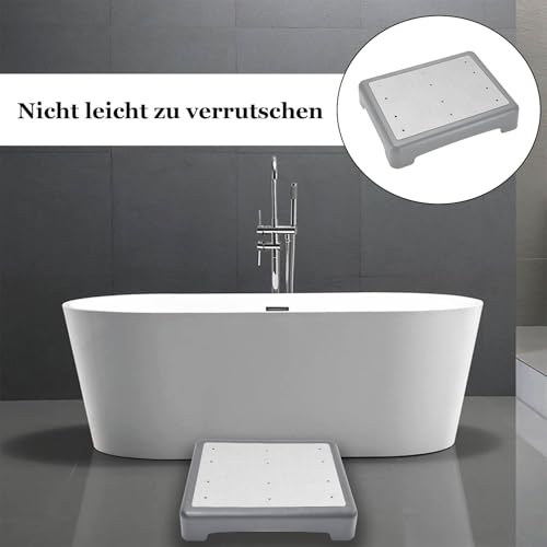 CAAGGMM rutschfest Halbstufe, Einstiegshilfe Tritthocker, rutschfeste Mobilitätsstufenplattform, Tragbare Steighilfe Treppen Stufe, Tragkraft von bis zu 200 kg, für Badewanne, Auto, Grau