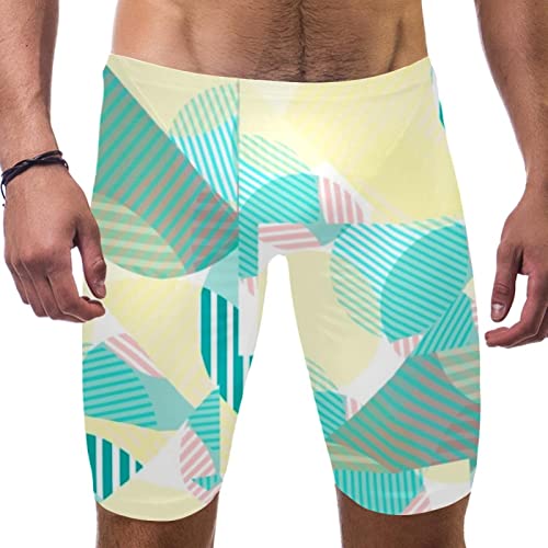 Maillot de bain d'entraînement d'endurance géométrique multicolore pour garçon et homme