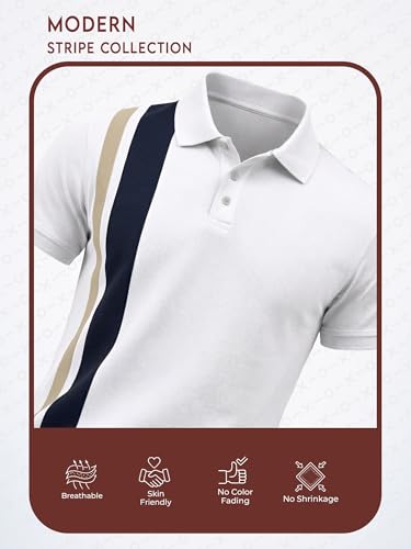 Image of fanideaz Branded Mens Half Sleeve Cotton Striped Polo T-Shirt for Mens || Polo Tshirt for Men || Branded Tshirt for Men