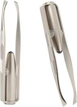 Comimark 2 PCS Eyebrow Tweezers Stainless Steel With LED Light Anti-static Eyelash Eyebrow Clamps Hair Removal Tweezers Profession Makeup Tools