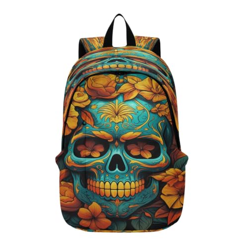 Sac à dos PC portable crâne floral : la solution confort pour vos trajets et voyages