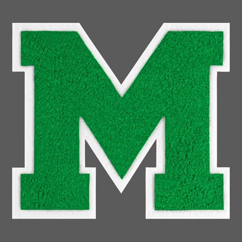 FANCIBAND 4.5 Inch Chenille Varsity Letter Patches Green Iron On Letters