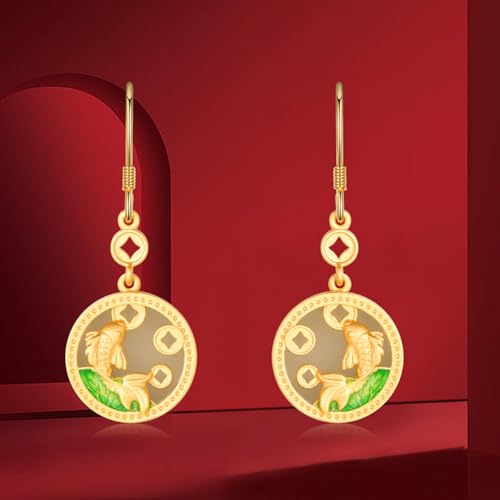Boucles d'oreilles drop en jade de Hetian et verre d'art