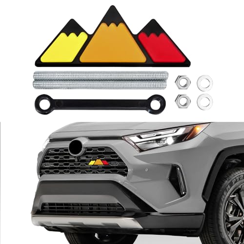Image of Tri-Color Grille Decor Badge, Front Grill Emblem, Tri-Color Grille Badge Emblem Decoration Accessories, Grille Insert Trims Car Decor Fit for Tacoma 4Runner Tundra (Snow Mountain Red)