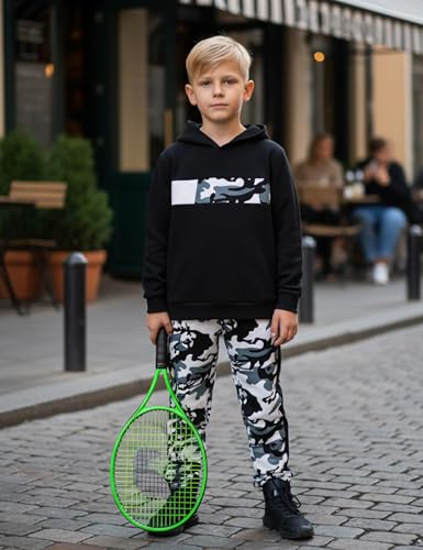 Image of Boys Clothes Boy Outfits 2-Piece Long Sleeve Hoodie and Camouflage Pants Boys Fall Winter Clothes for 6-16 Years