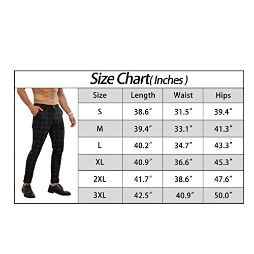 Men's Dress Pants Plaid Slim Fit Business Pants Casual Stylish Skinny Long Pants Lightweight Golf Tapered Pencil Pants Grey #TOP4