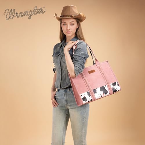 Image of Montana West x Wrangler Tote Bag for Women Western Cow Print Purse Designer Top Handle Handbags