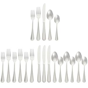 Amazon Fundamentals Stainless Metal Flatware Silverware Set