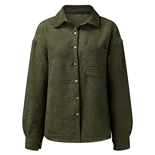 Briskorry Dames knoopsluiting corduroy pullover effen casual elegant shirt met lange mouwen V-hals overhemden losse licht sweatshirt oversize ontspannen bovenstuk met knopen - Image 4
