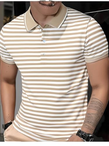 Image of Mack Jonney Men's Striped Cotton Rich Polo T Shirt | Collar Tshirts | Half Sleeves | Stripe-Regular Fit-MACK640682