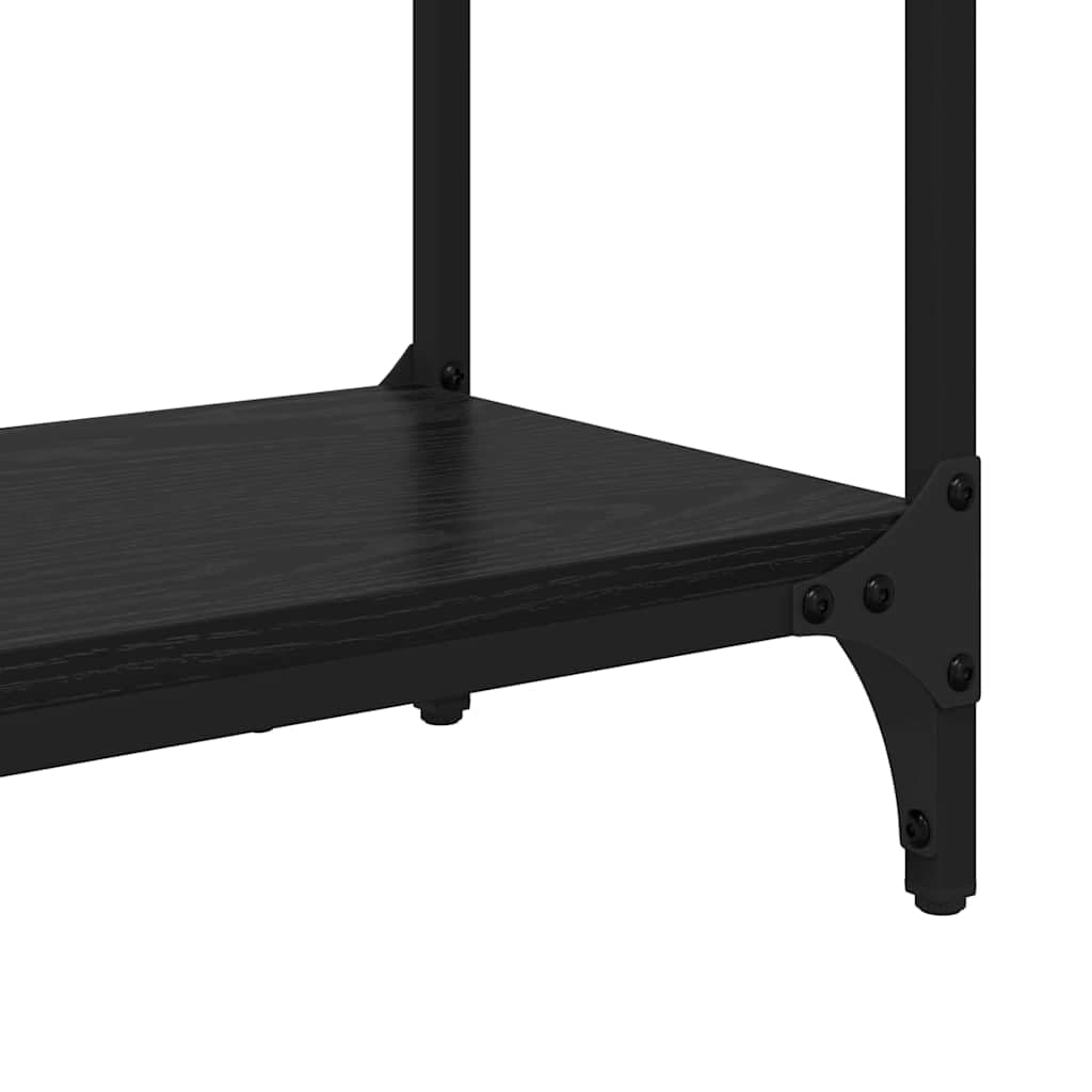 Stolik konsolowy z regałem o wyglądzie czarnego dębu, 75 x 29 x 75 cm, przemysłowy stolik pomocniczy do korytarza, salonu, stabilny stolik nocny z 2 półkami