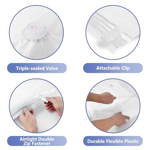 Image of Vacuum Storage Bags with Electric Pump, 4 Pack Large, Space Saver Bags with Triple-sealed Valve Airtight,Reusable Space Saver Compression Storage Bags For Packing