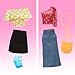 BARWA 17 Pcs Doll Clothes and Accessories for 11.5 Inch Girl Dolls Including 7 Sets Fashion Floral Skirts and Denim Skirts, Casual Tops and Pants with 2 Bags, 5 Shoes, 1 Plaid Picnic Mat