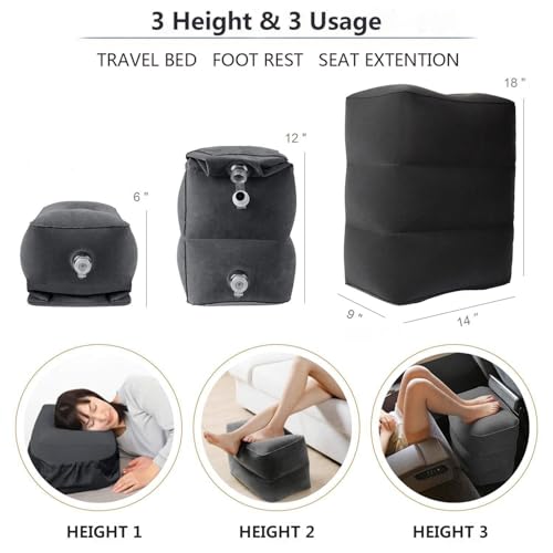 Inflatable Travel Foot Rest Pillow - Adjustable Height, Multi-Use