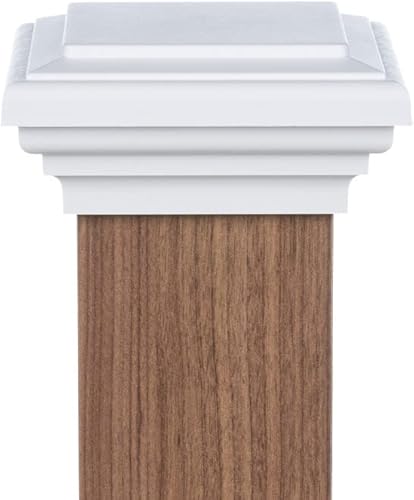 Tapa de poste de 4 x 4 (3.5 pulgadas) (caja de 12) | Tapa de poste superior plana blanca para cercas, cubiertas y buzones de correo al aire libre