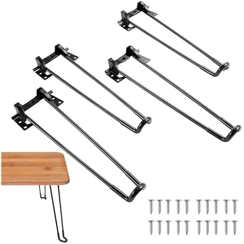 MAOPINER 12.6" Foldable Hairpin Table Legs Furniture Legs Heavy Duty Metal Folding Table Legs for Furniture Home DIY Projects, with Mounting Screw, Black (12.6 inch) Cover