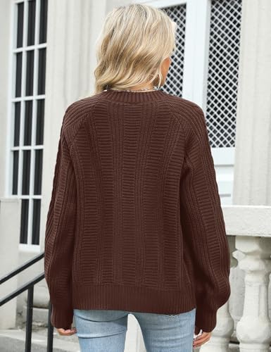 Rapbin Women's Cable Knit Cardigan Open Front Sweater Casual Long Sleeve Button Coats Outerwear4