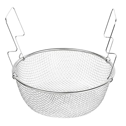 LJSF Filtros de Uso común French Fries Caja de la Cocina Cesta de la Canasta de Acero Inoxidable Colador de Alimentos de Malla Redonda Sieve Copa de tamiz Apto para restaurantes, cocinas y Bares Cover