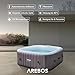 Arebos Spa Whirlpool 2400W | In-Outdoor Pool | für 6 Personen 185x185cm | 130 Massagedüsen | 910 L mit Heizung | Aufblasfunktion per Knopfdruck | Inkl. Abdeckung | Bubble Spa & Wellness Massage