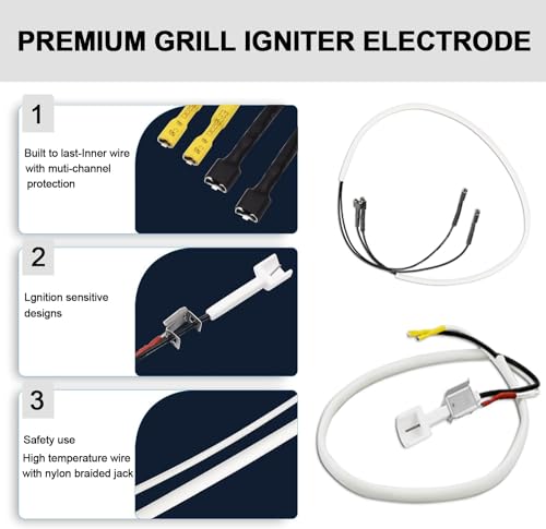 7642 Grill Igniter Kit for Weber Spirit 210 & Spirit 310 Gas Grill, Spirit E-210, S-210, E-310, SP-310 with Up Front Controls (2013 and Newer), Barbecue Electronic Igniter Button Replacement Part - Thumbnail 2