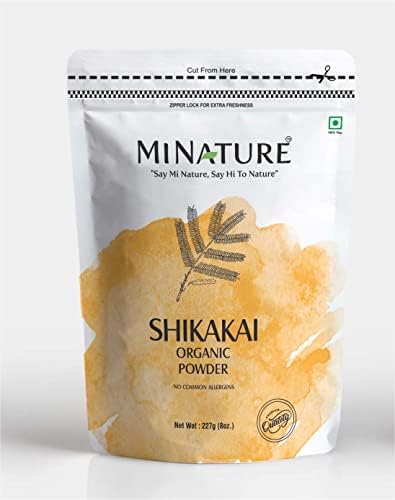 Organic Shikakai Powder by mi nature | Acacia Concinna | USDA NOP Certified 100% Organic | Vegan | Excellent Hair Conditioner (8 OZ)