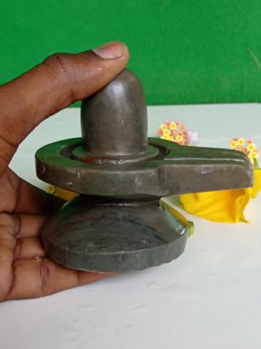 Image of Akhand Shivling Natural & Original Narmada Stone Shivling, Narmadeshwar 4 x 4 Inch for Worship at Home (Grey)
