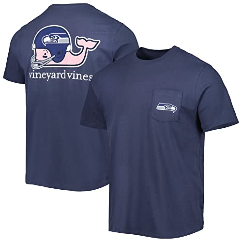 vineyard vines Men s College Navy Seattle Seahawks Team Whale Helmet T-Shirt