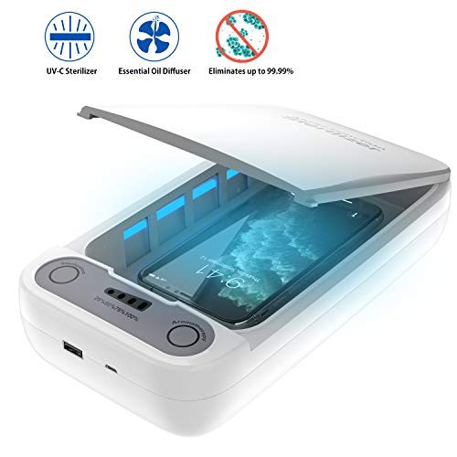 Preisvergleich Produktbild OKF Tragbare UV-Smartphone-Reinigungsbox, Telefonseife Multifunktion mit Aromatherapie für iOS Android Zahnbürste Schmuck Uhren Brille Salon Tools