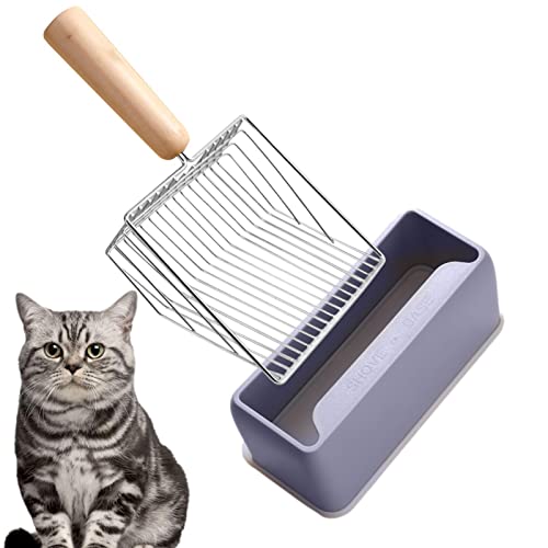 Gatinho Scooper Pooper | areia gato pá profunda para serviço pesado | Puxador cocô aço inoxidável co