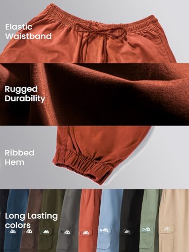 Image of Beyoung Cotton Solid Elastic with Drawstring Cargo Joggers for Men | Regular Fit | 2 Spacious Pockets | Smooth Texture
