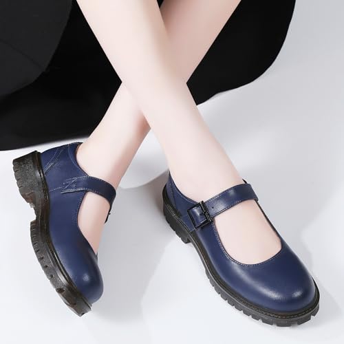 Image of XMM Mary Jane Shoes Women Flat Mary Janes for Womens Comfort Dressy Casual School Cute Non-Slip Work Shoes